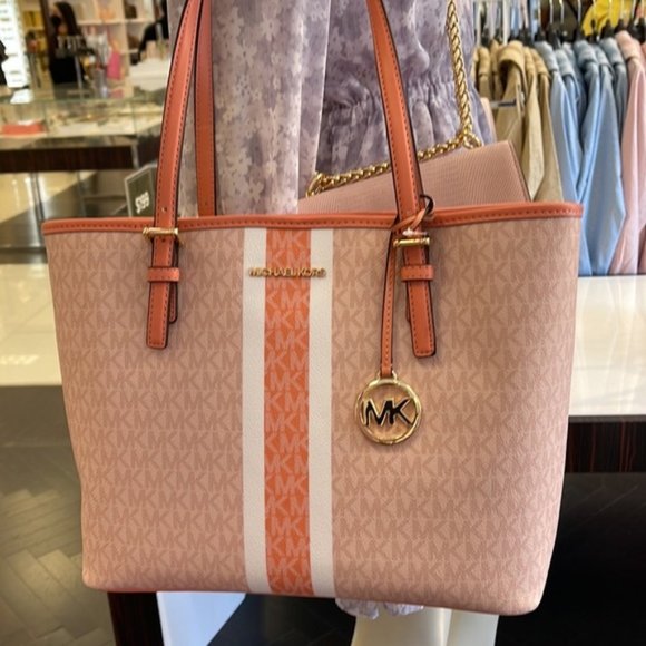 Michael Kors Jet Set Travel Medium Carryall Tote Sherbert Multi - Picture 14 of 16